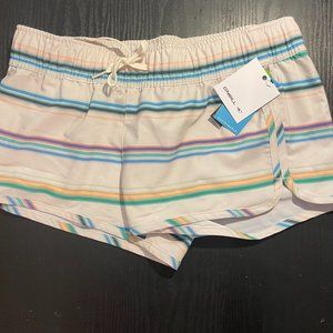 O’Neill Blue Laney Striped Printed Stretch Board Shorts White Blue Size Small